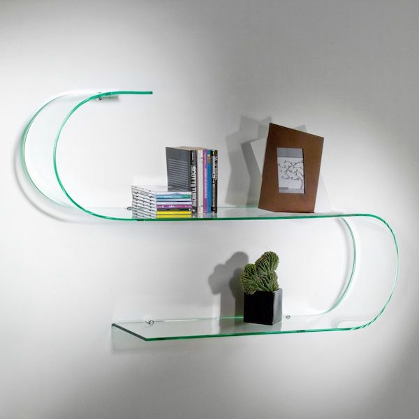 Mensola in vetro curvato trasparente design moderno Surf